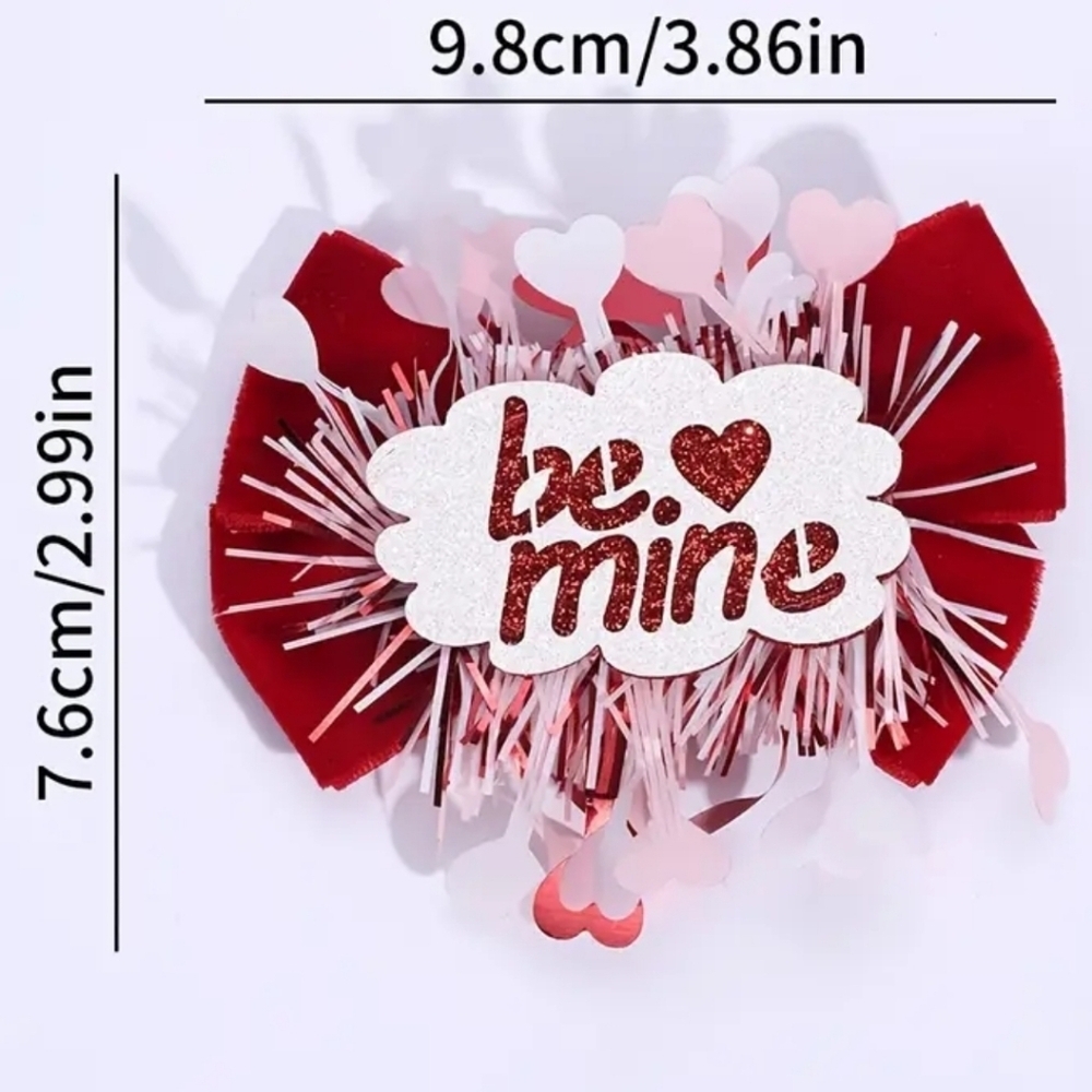 2pcs Sparkly Red Velvet Bow Hair Clips - Perfect Valentine's Day - Picture 2 of 4